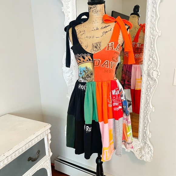 New York Couture Reworked VINTAGE Harley Davidson Logo T-Shirts PATCHWORK Dress - Picture 7 of 12